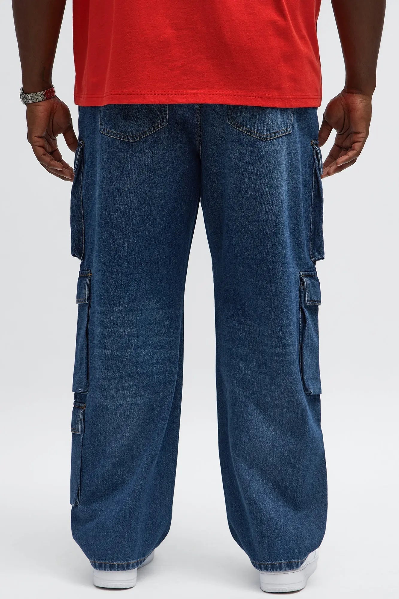Straight Roo Cargo Jeans - Dark Wash