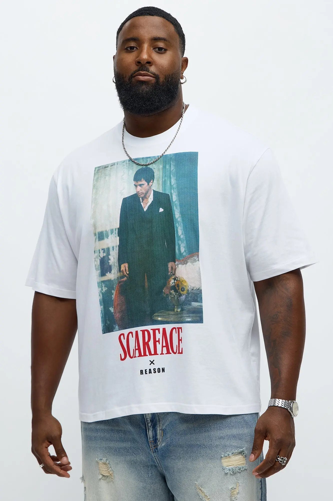 Scarface I'll Only Tell You Once Oversized Short Sleeve Tee - White