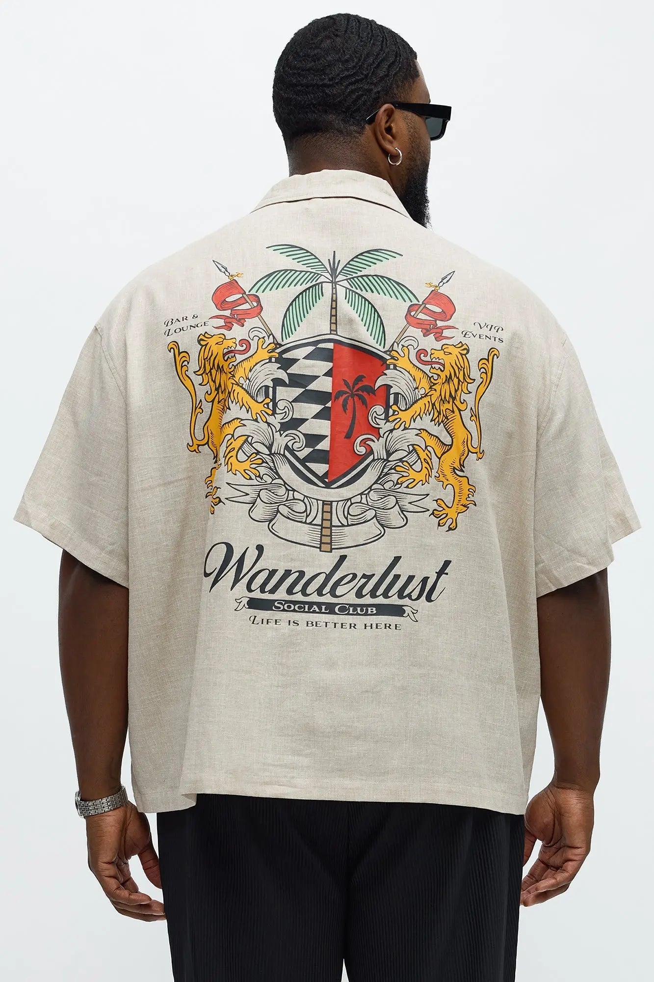 Boxy Wanderlust Cuban Collar Linen Shirt - Stone