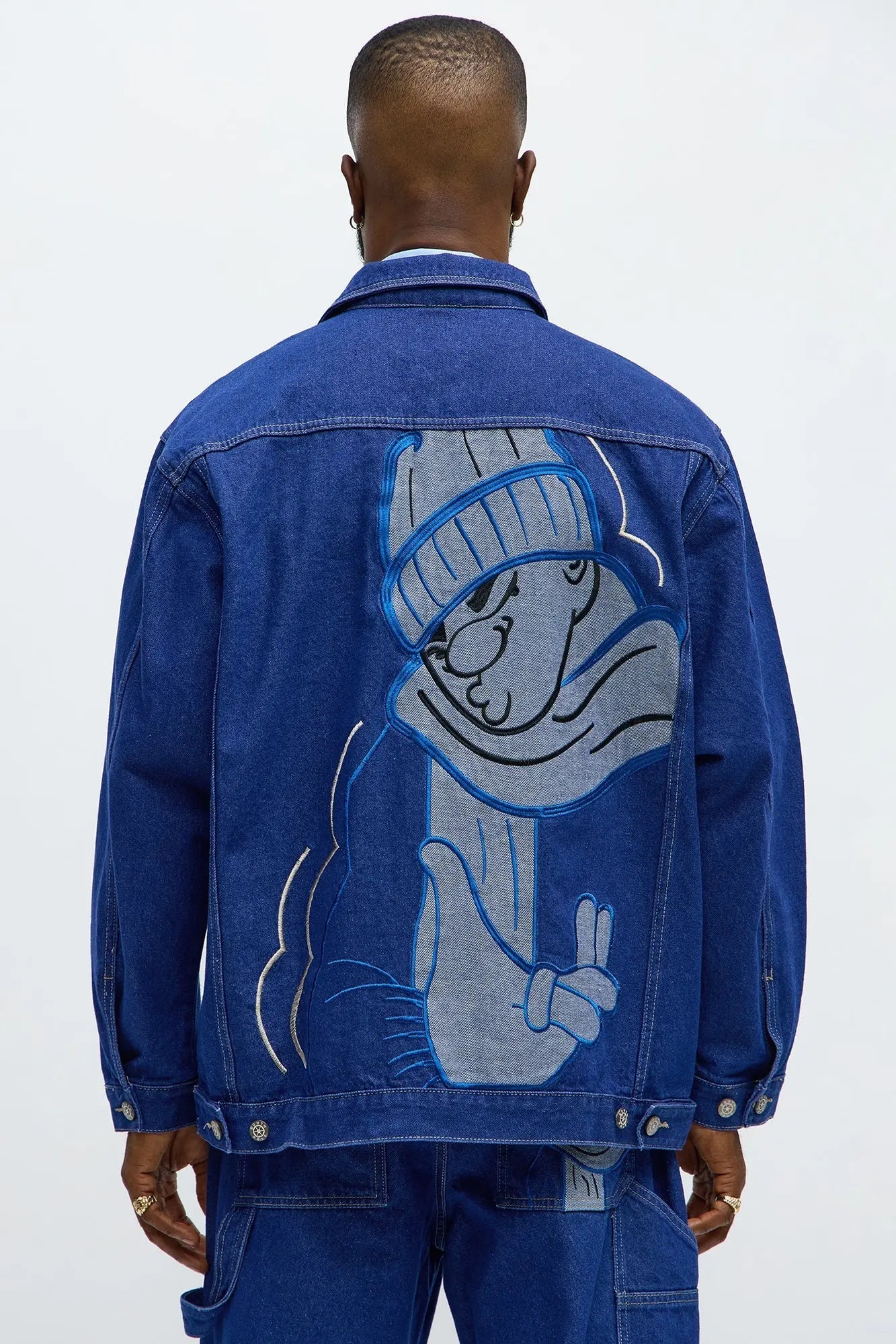 Southpole Contrast Stitch Back Hit Trucker Jacket - Blue Wash