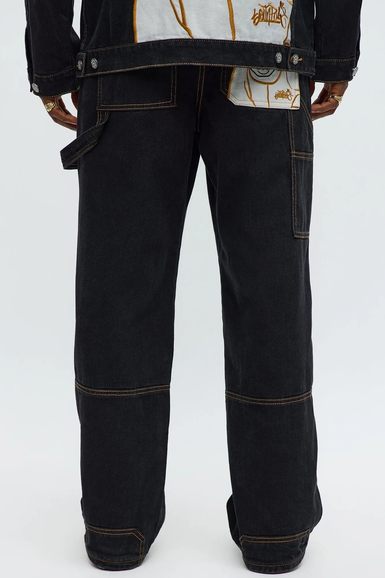 Southpole Baggy Contrast Stitch Jeans - Black