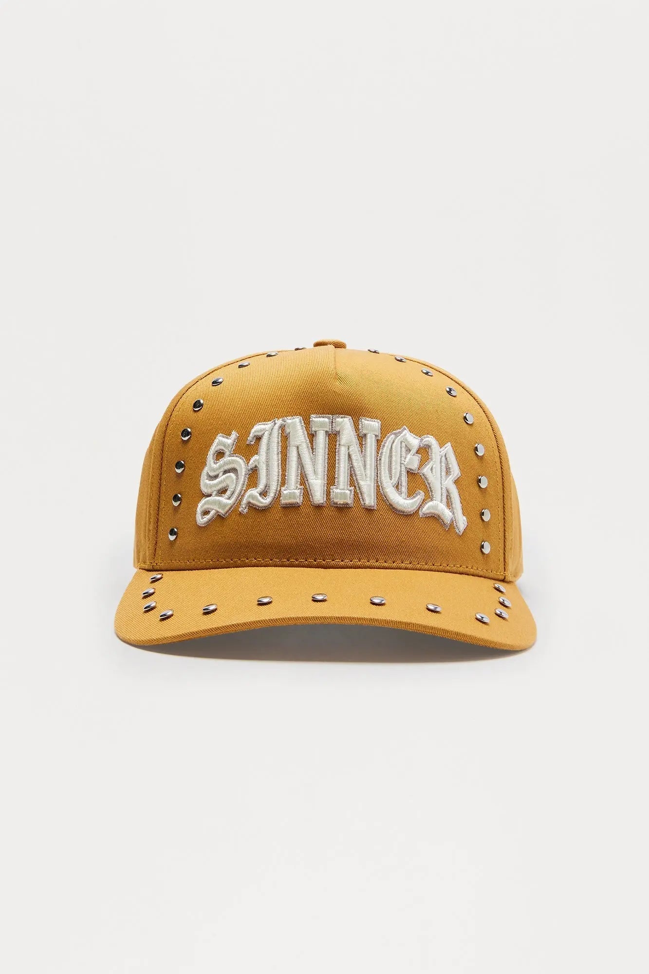 Sinner Studded Structured Snapback Hat - Mustard