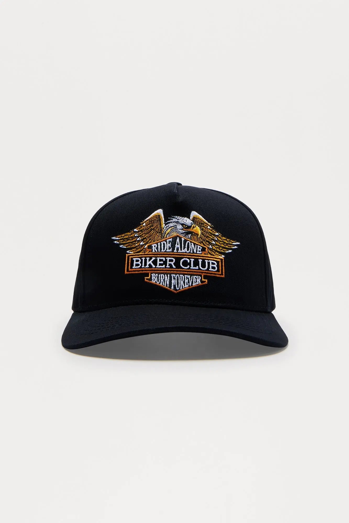 Biker Club Structured Snapback Hat - Black