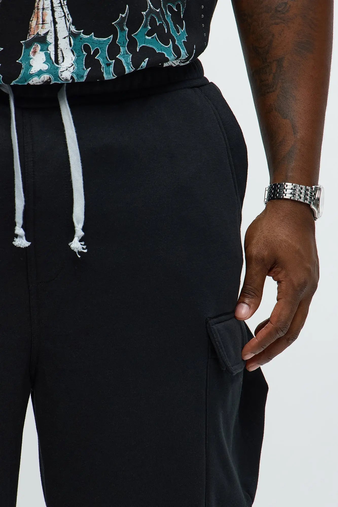 Baggy Cargo Hustler Sweatpant - Black