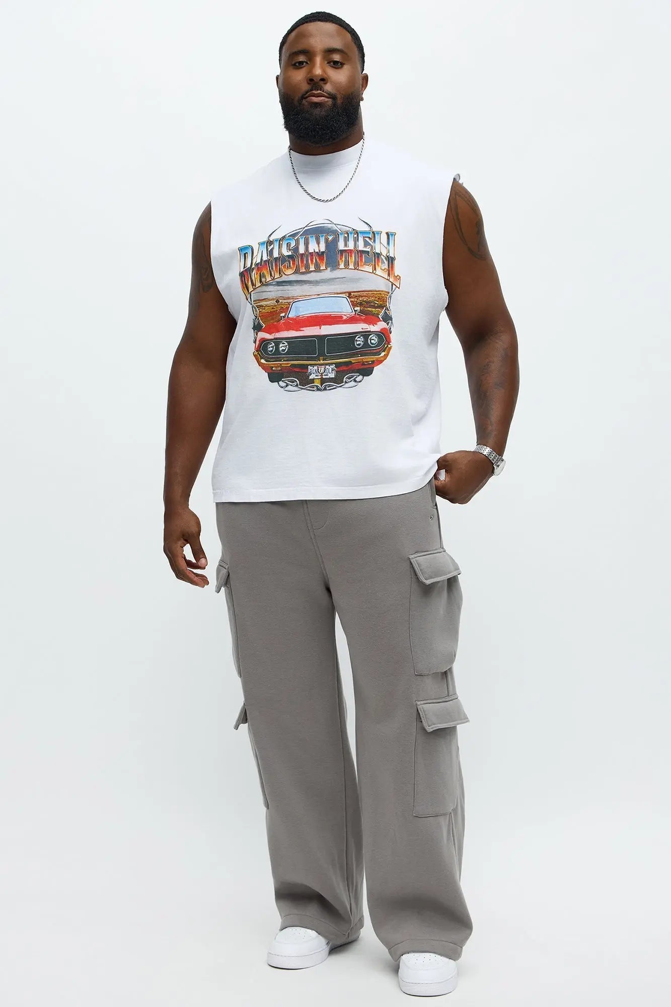 Baggy Cargo Hustler Sweatpants - Grey