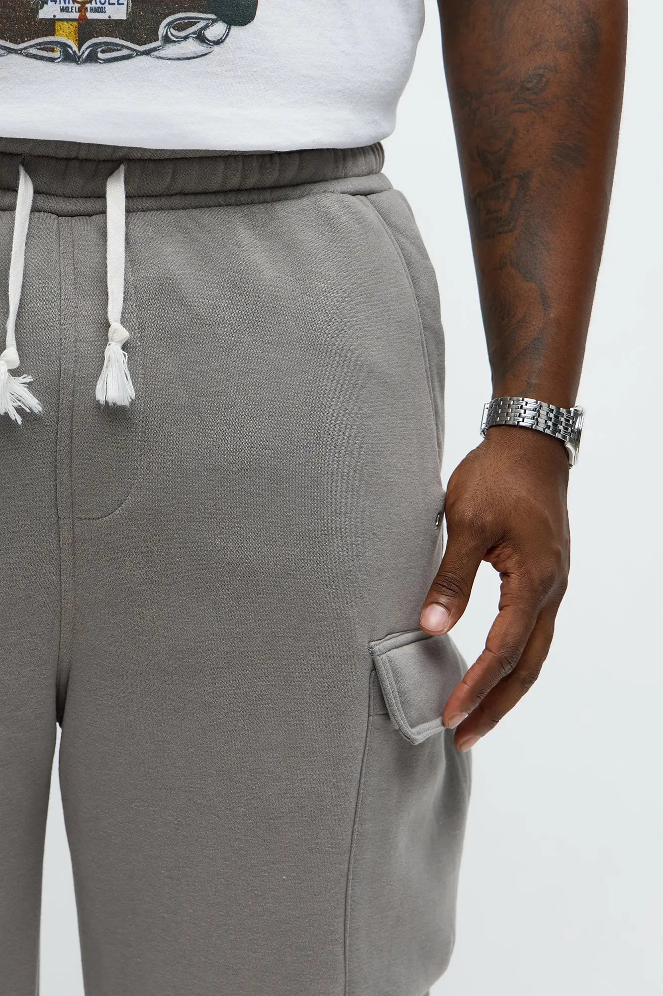 Baggy Cargo Hustler Sweatpants - Grey