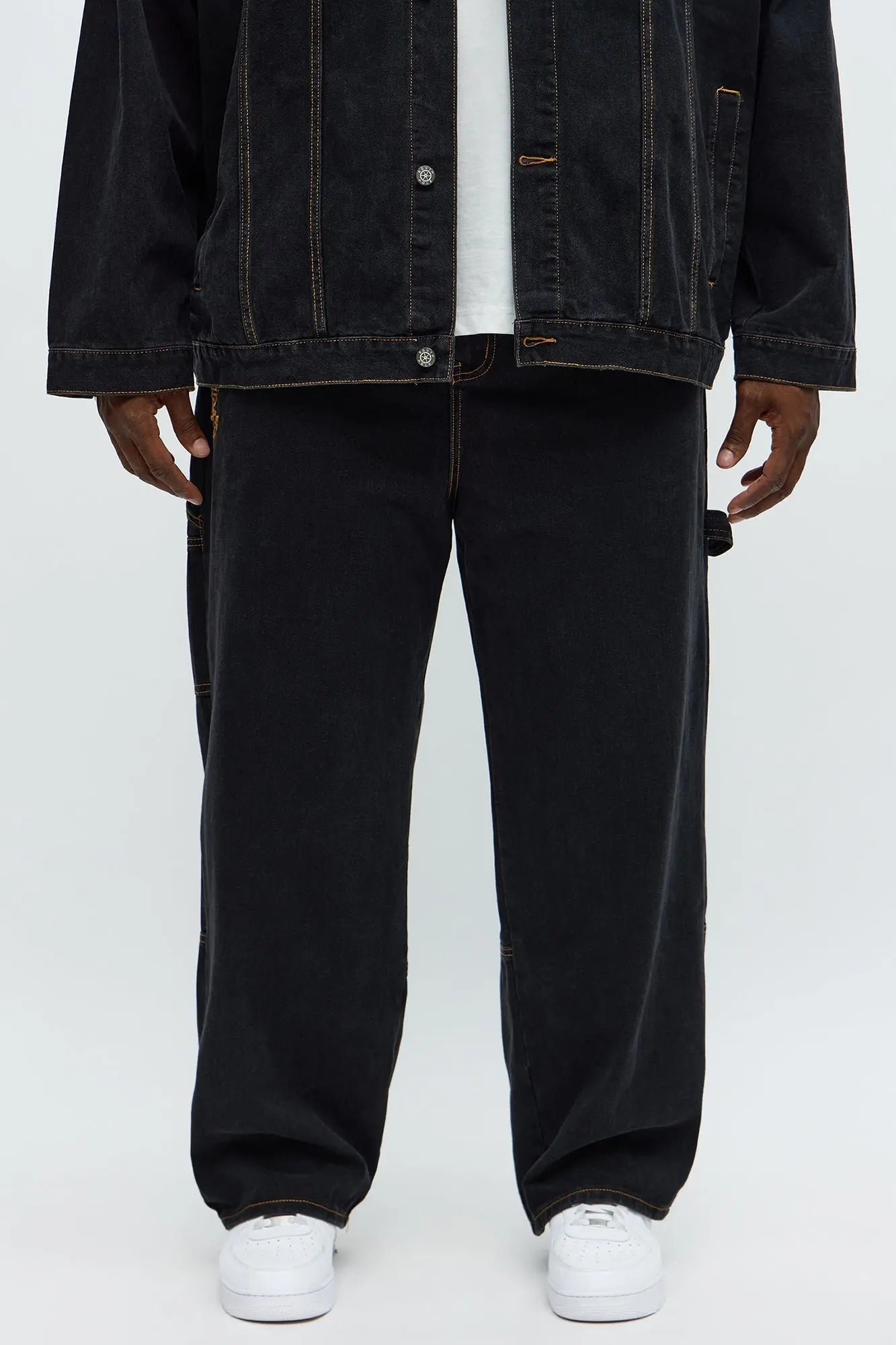 Southpole Baggy Contrast Stitch Jeans - Black