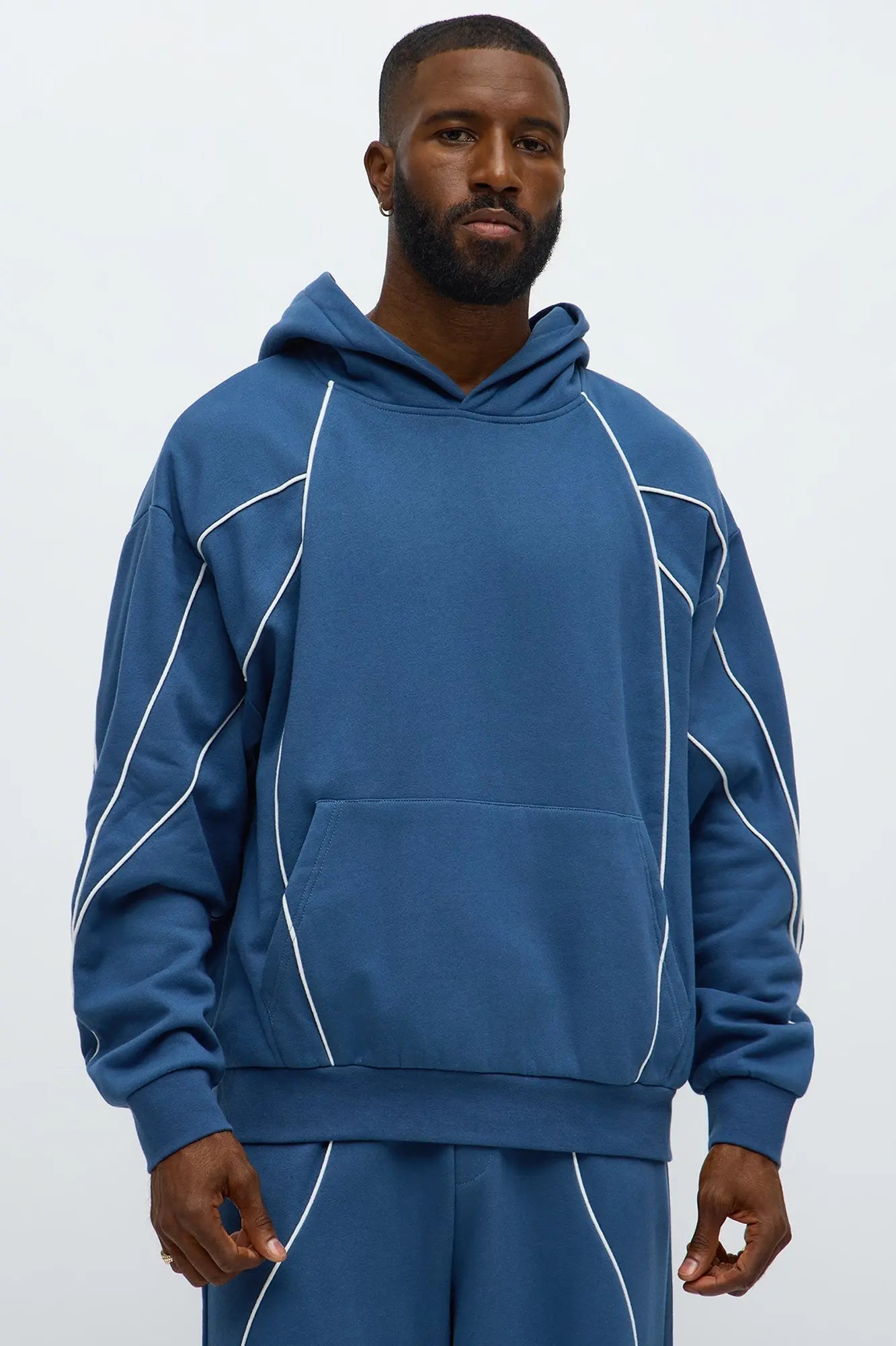 Pinstripe Hoodie - Navy