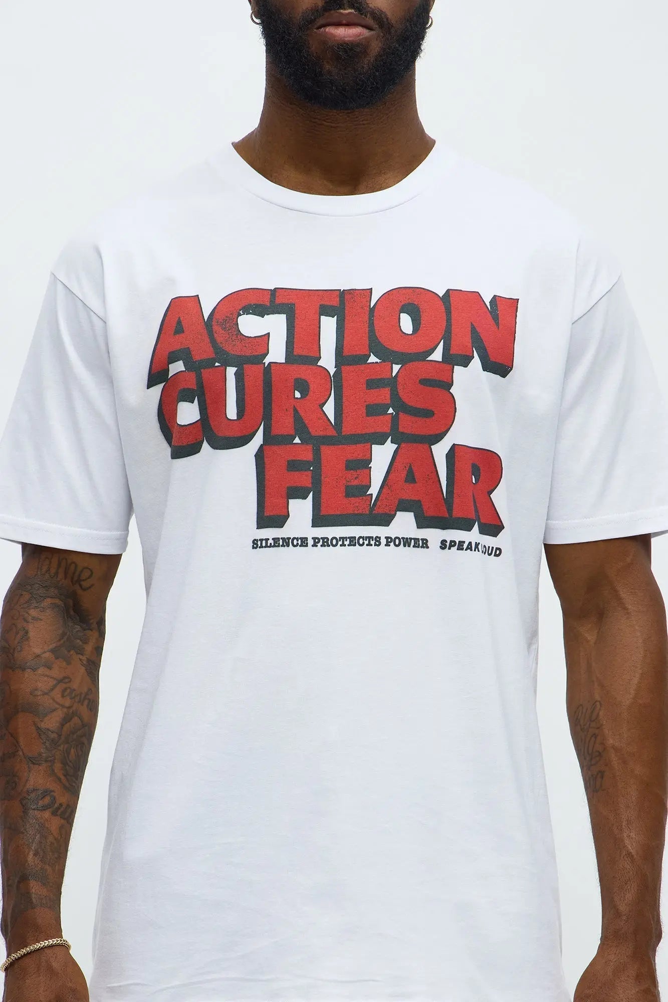Action Cures Fear Short Sleeve Tee - White