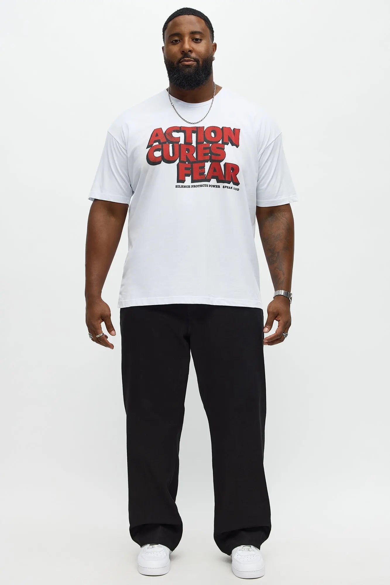 Action Cures Fear Short Sleeve Tee - White