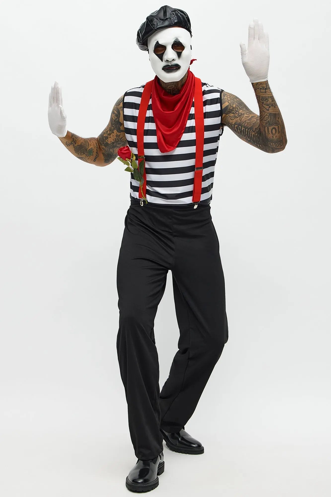 Classic Mime 6 Piece Costume Set  - Black/White