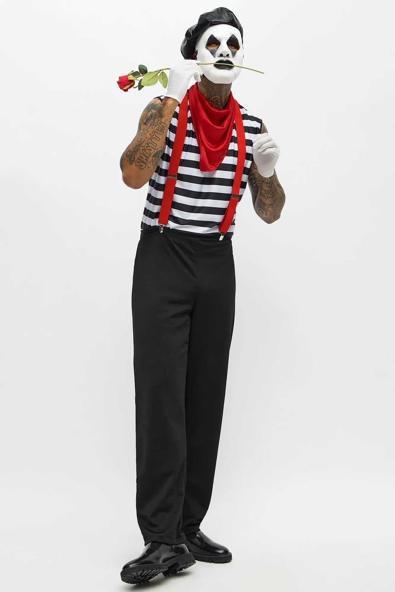 Classic Mime 6 Piece Costume Set  - Black/White