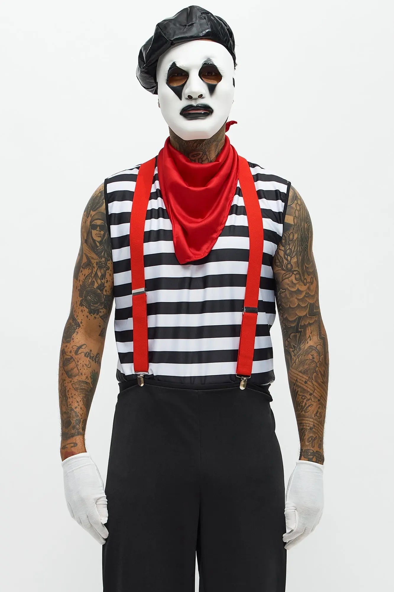 Classic Mime 6 Piece Costume Set  - Black/White