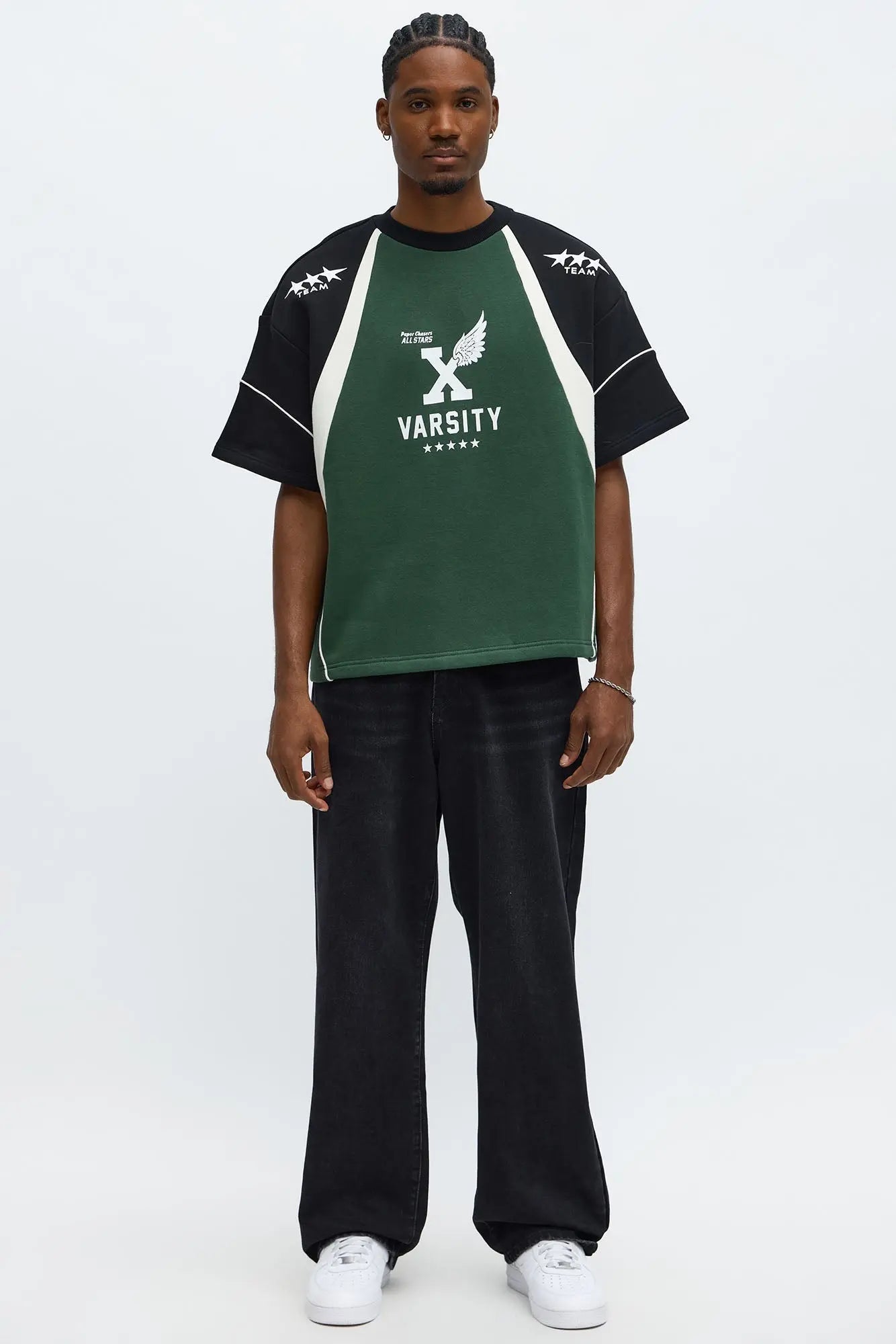 Tyson Oversized X Varsity Short Sleeve Tee - Green/combo