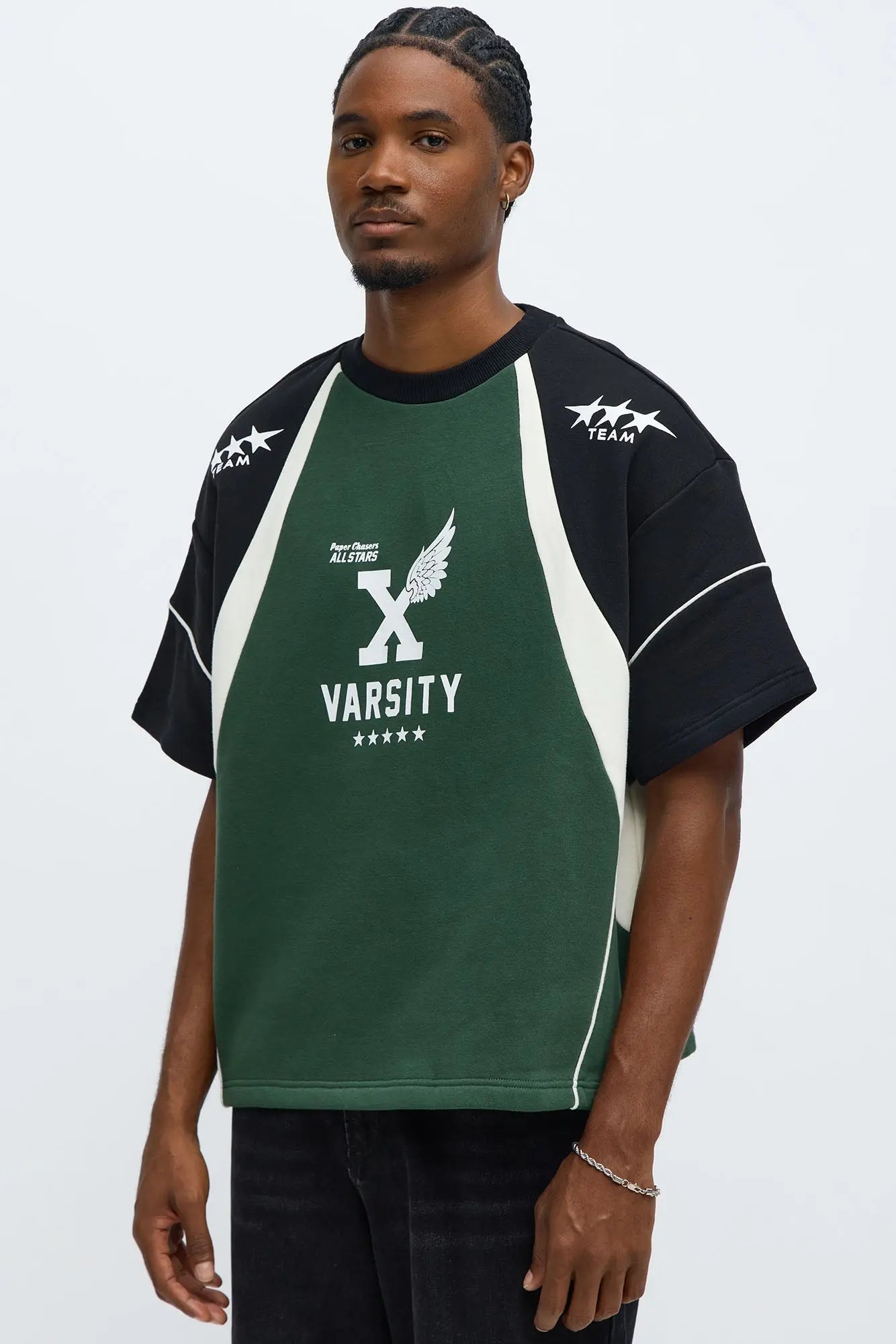 Tyson Oversized X Varsity Short Sleeve Tee - Green/combo