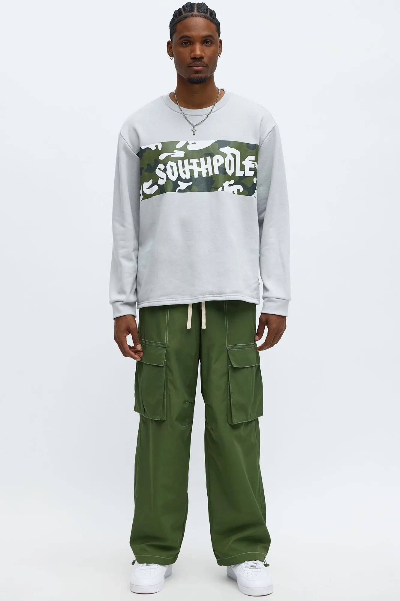 Southpole Camo Panel Hoodie - Grey