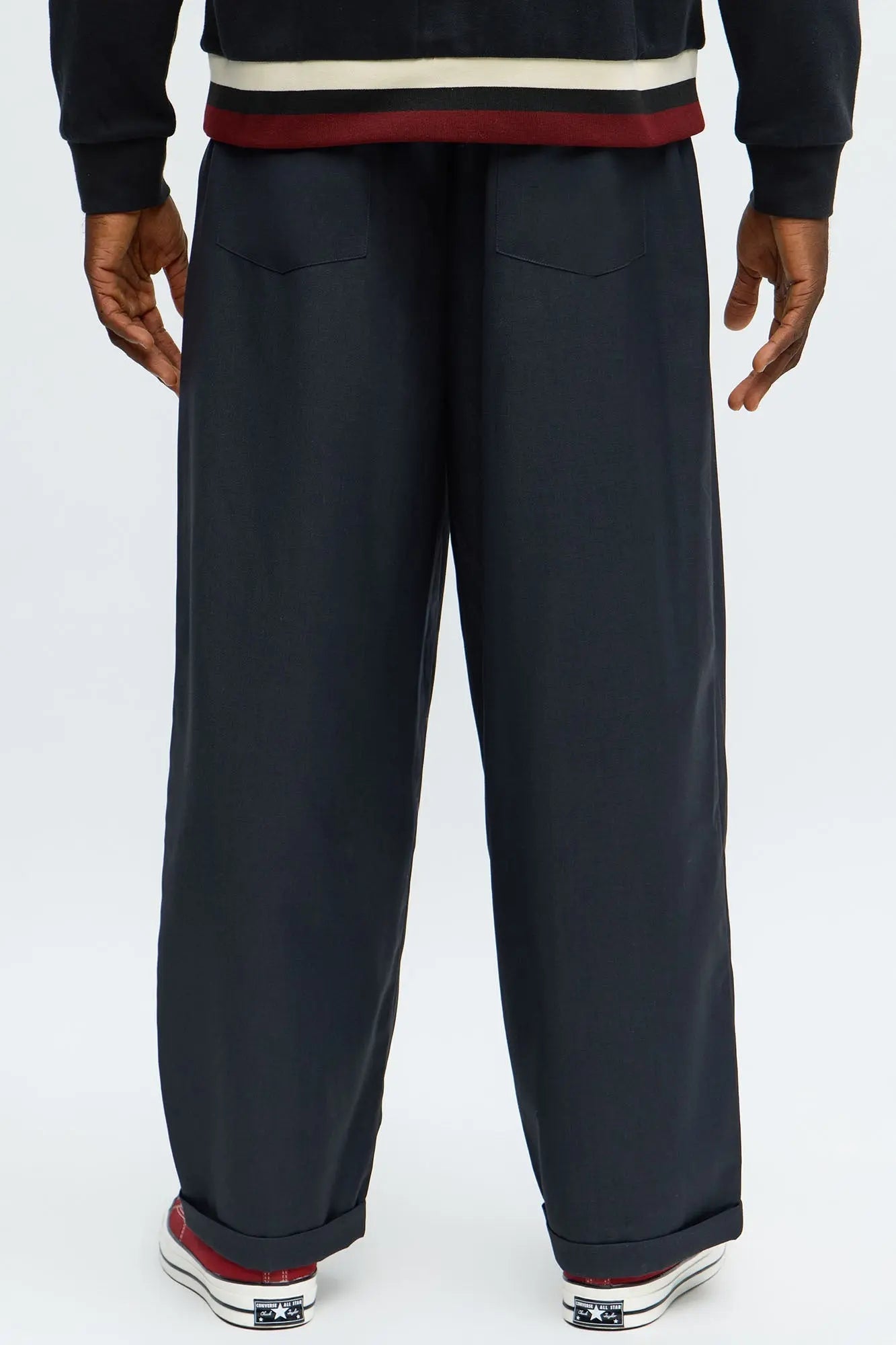 Baggy Pleated Everyday Trouser - Grey/Blue