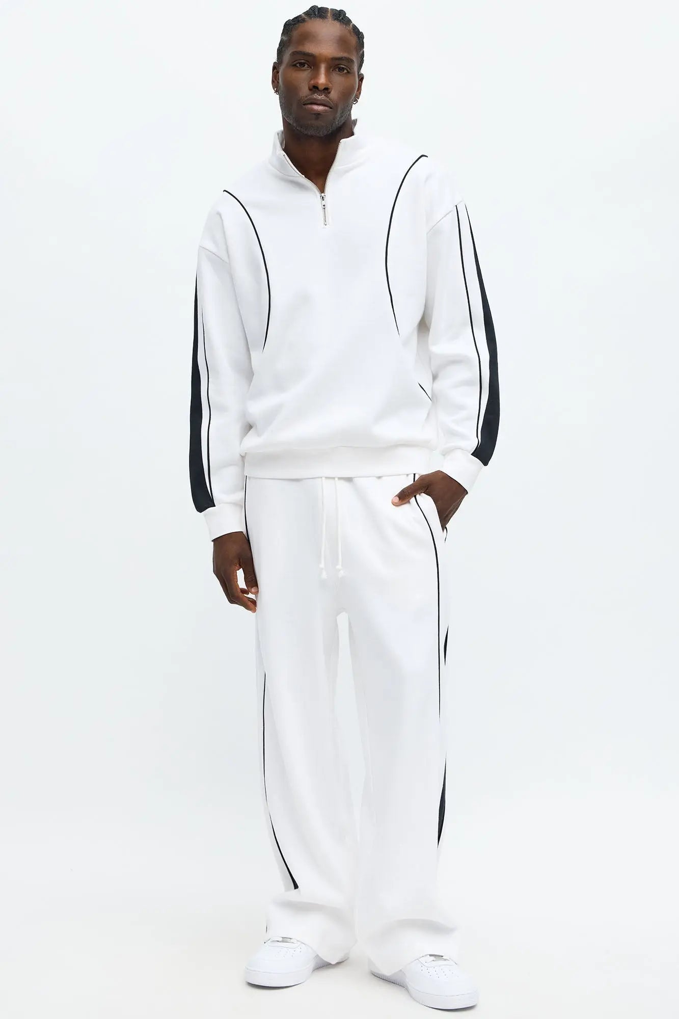 Lightwork Quarter Zip Sweatshirt - White/Black