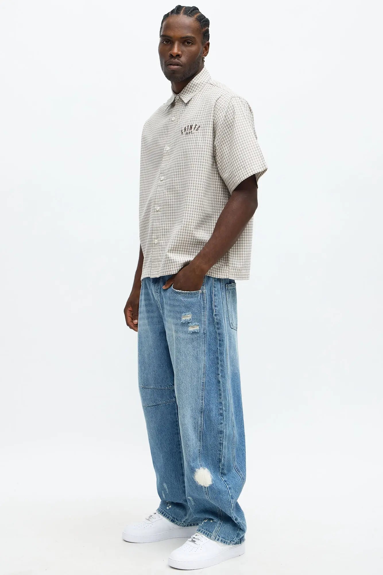 Saints Motorcycle Button Up Shirt - Taupe