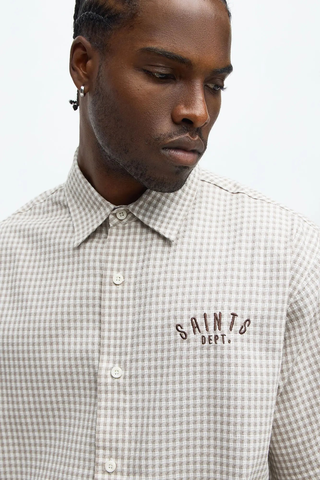 Saints Motorcycle Button Up Shirt - Taupe