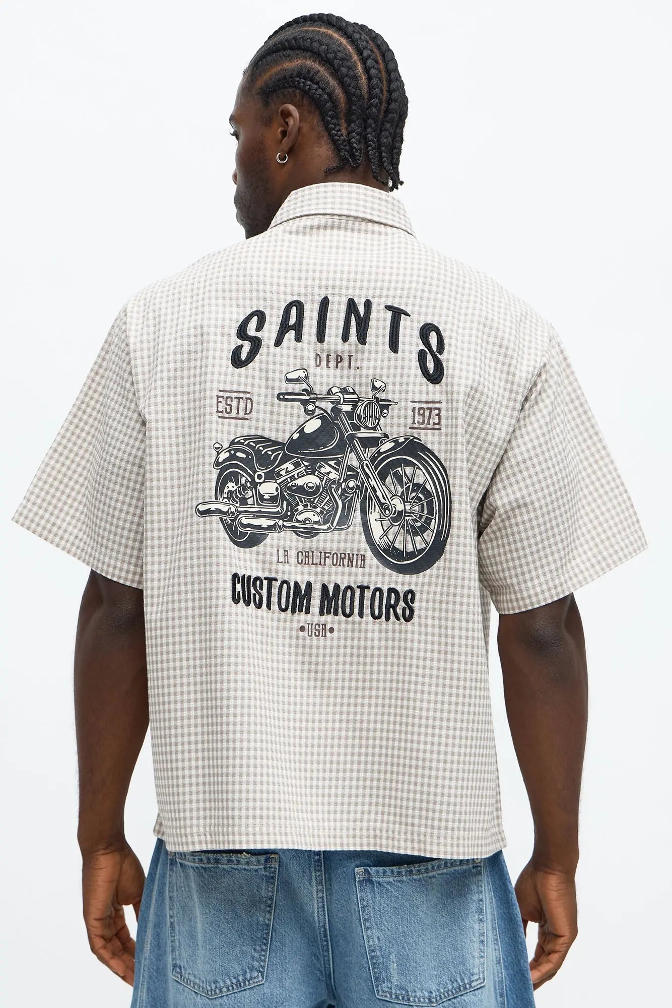 Saints Motorcycle Button Up Shirt - Taupe