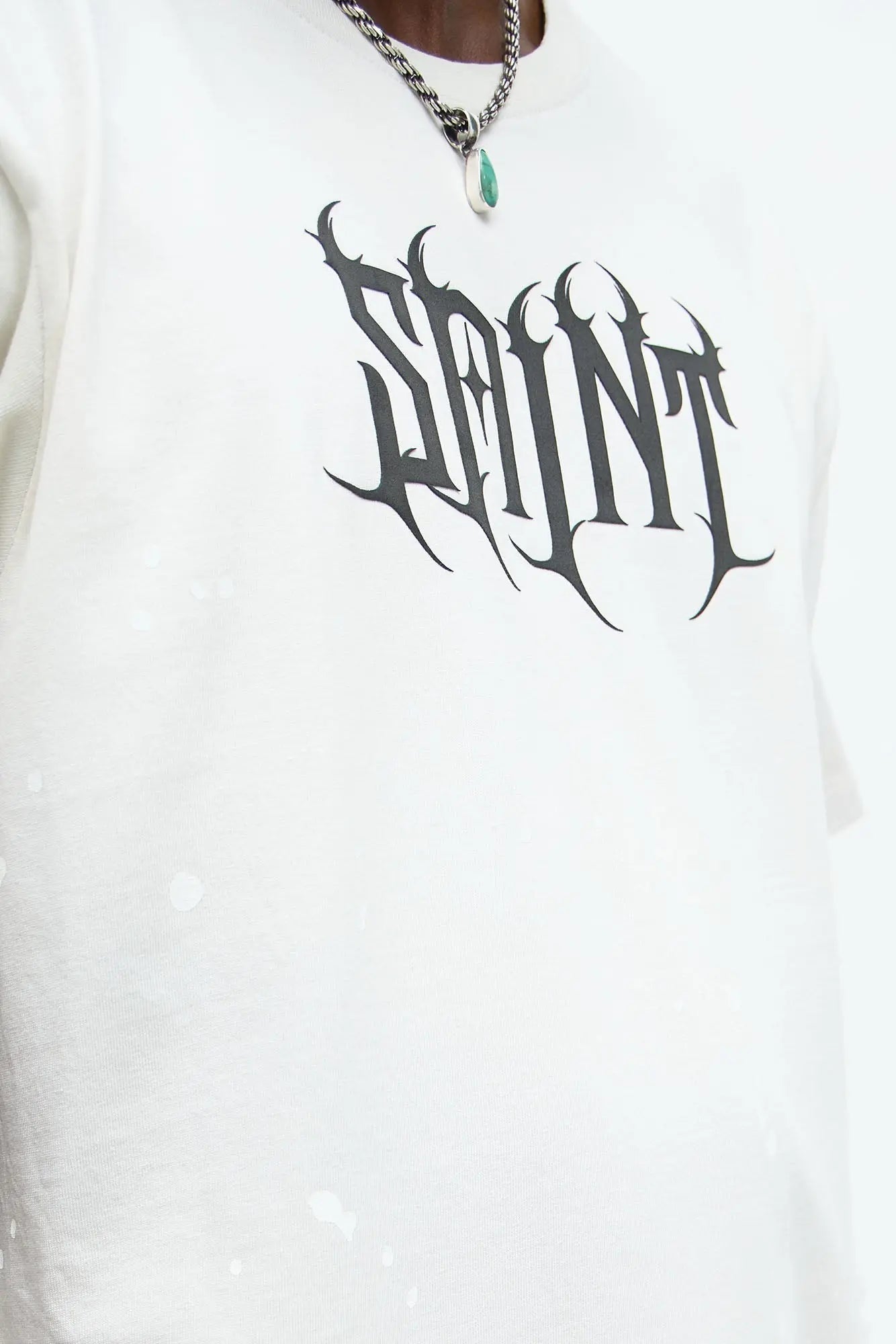 Saint Paint Splatter Short Sleeve Tee - White