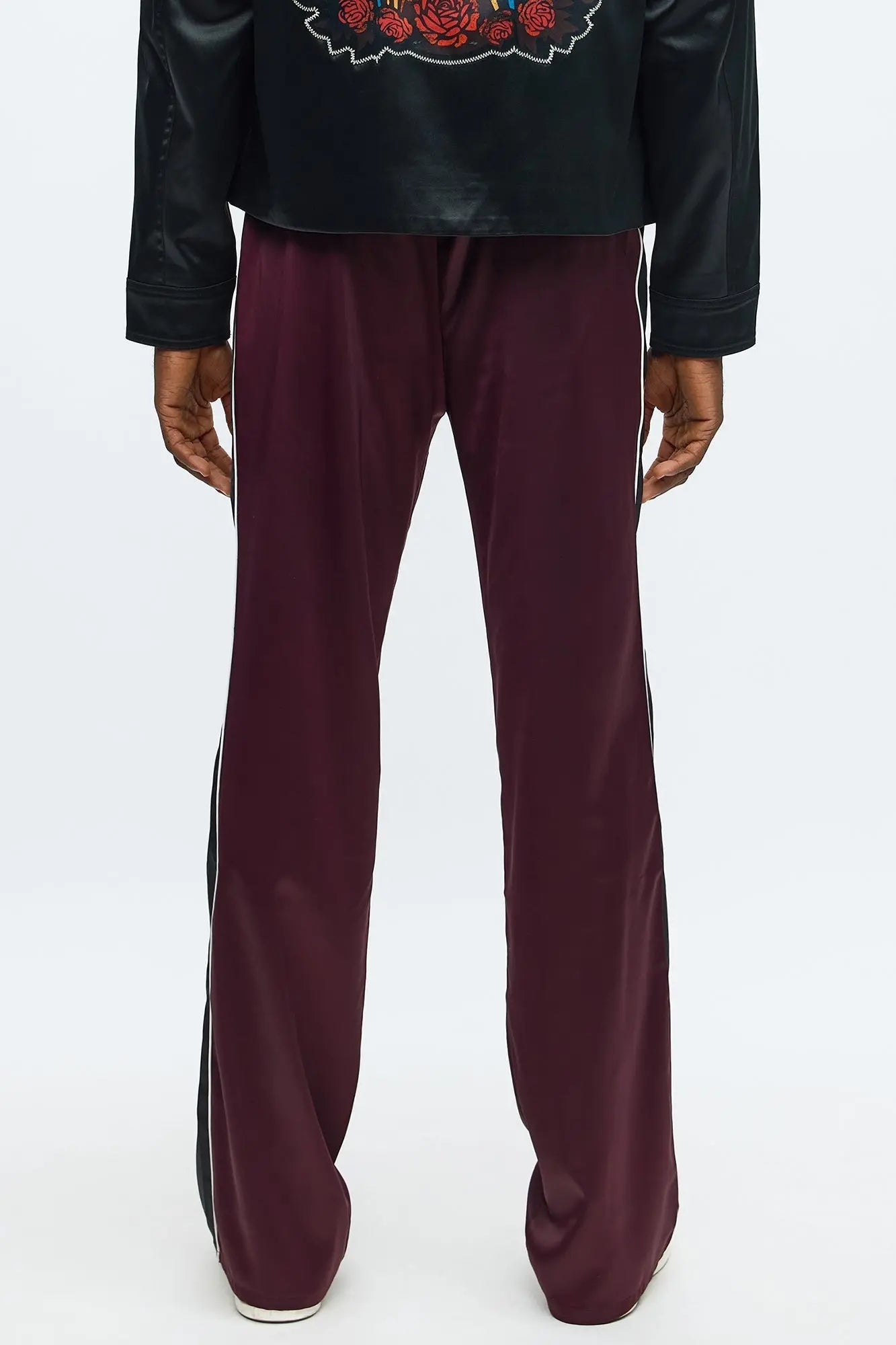 Stacked Slim Flare Lavished Track Pant - Burgundy