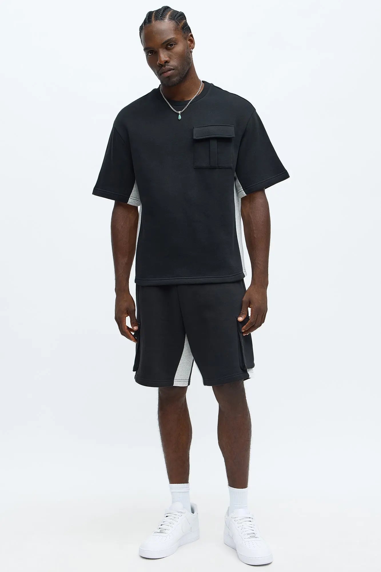 Tyson Paneled Cargo Short Sleeve Tee - Black/combo