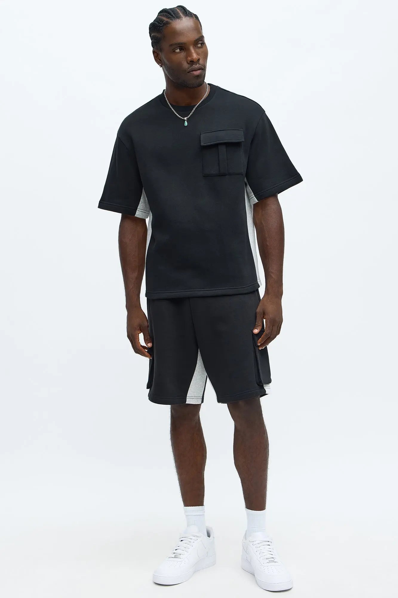 Tyson Relaxed Paneled Cargo Shorts - Black/combo