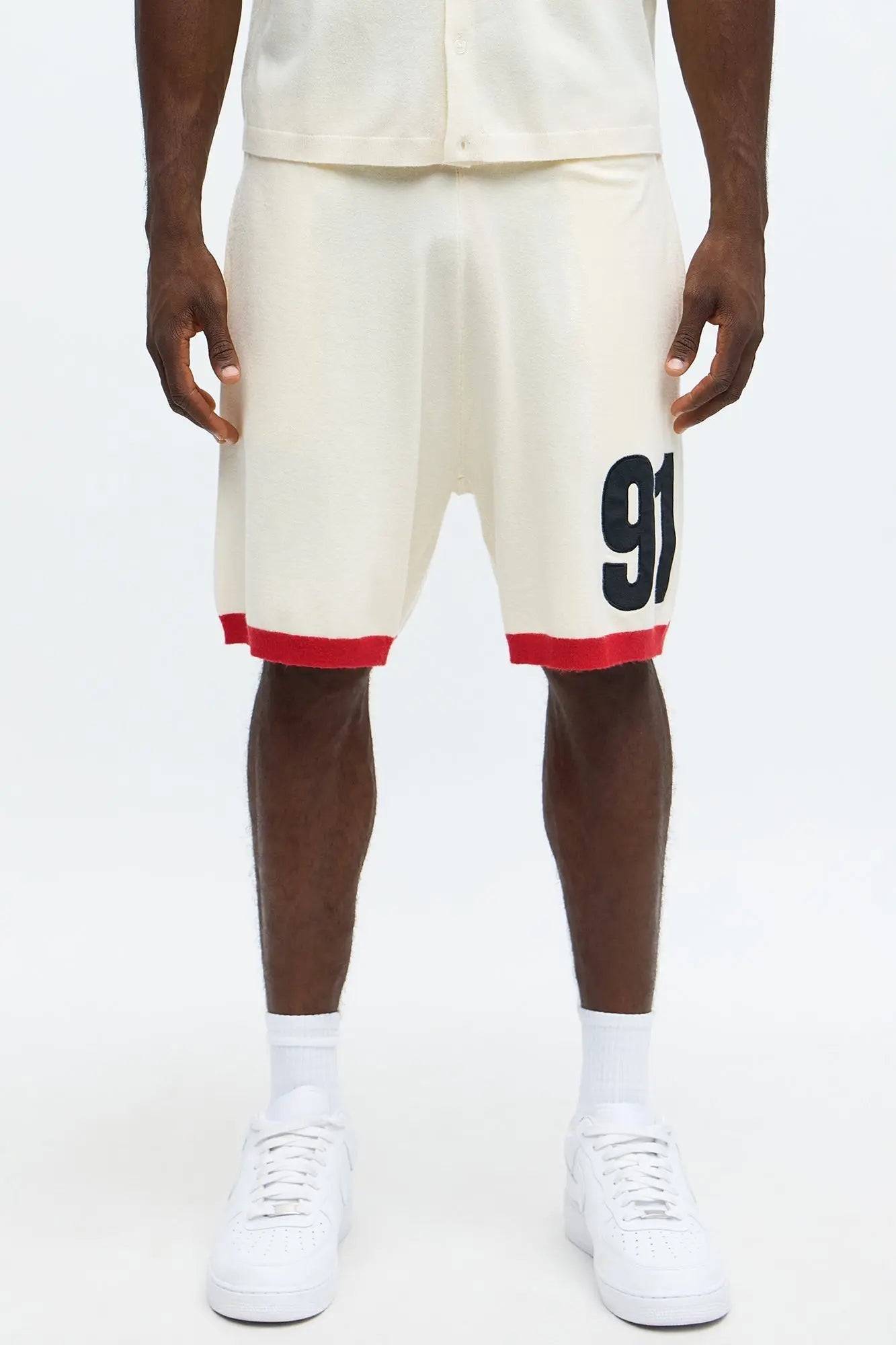 Relaxed Fit 91 Sweater Shorts - Cream