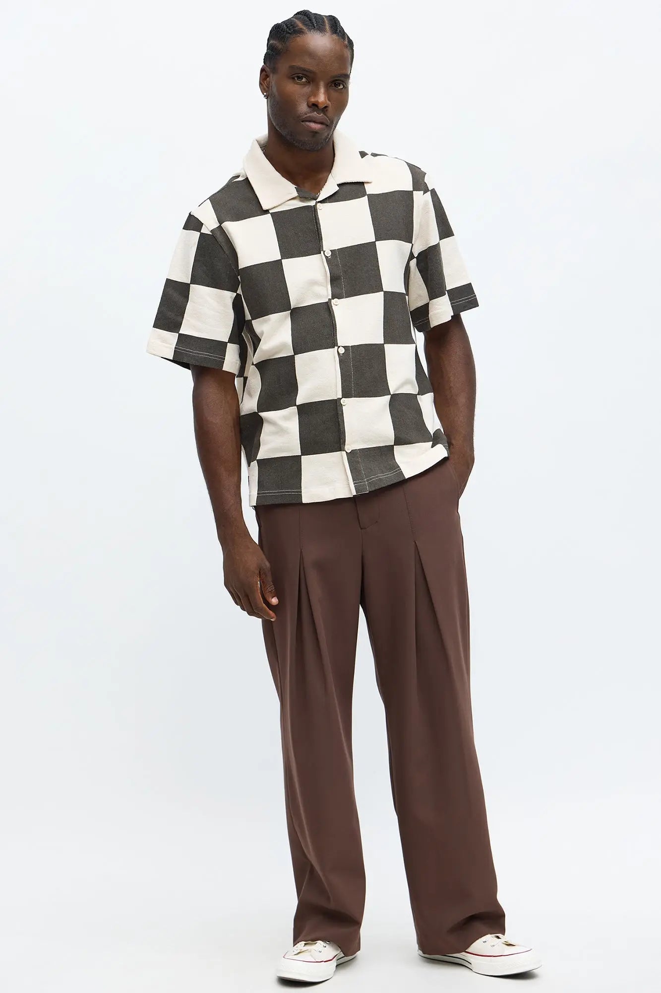 Checkered Button Up Shirt - Black/White