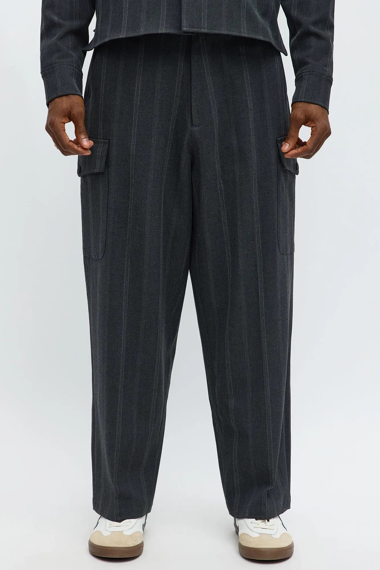 Baggy Striped Suiting Trouser - Grey/combo