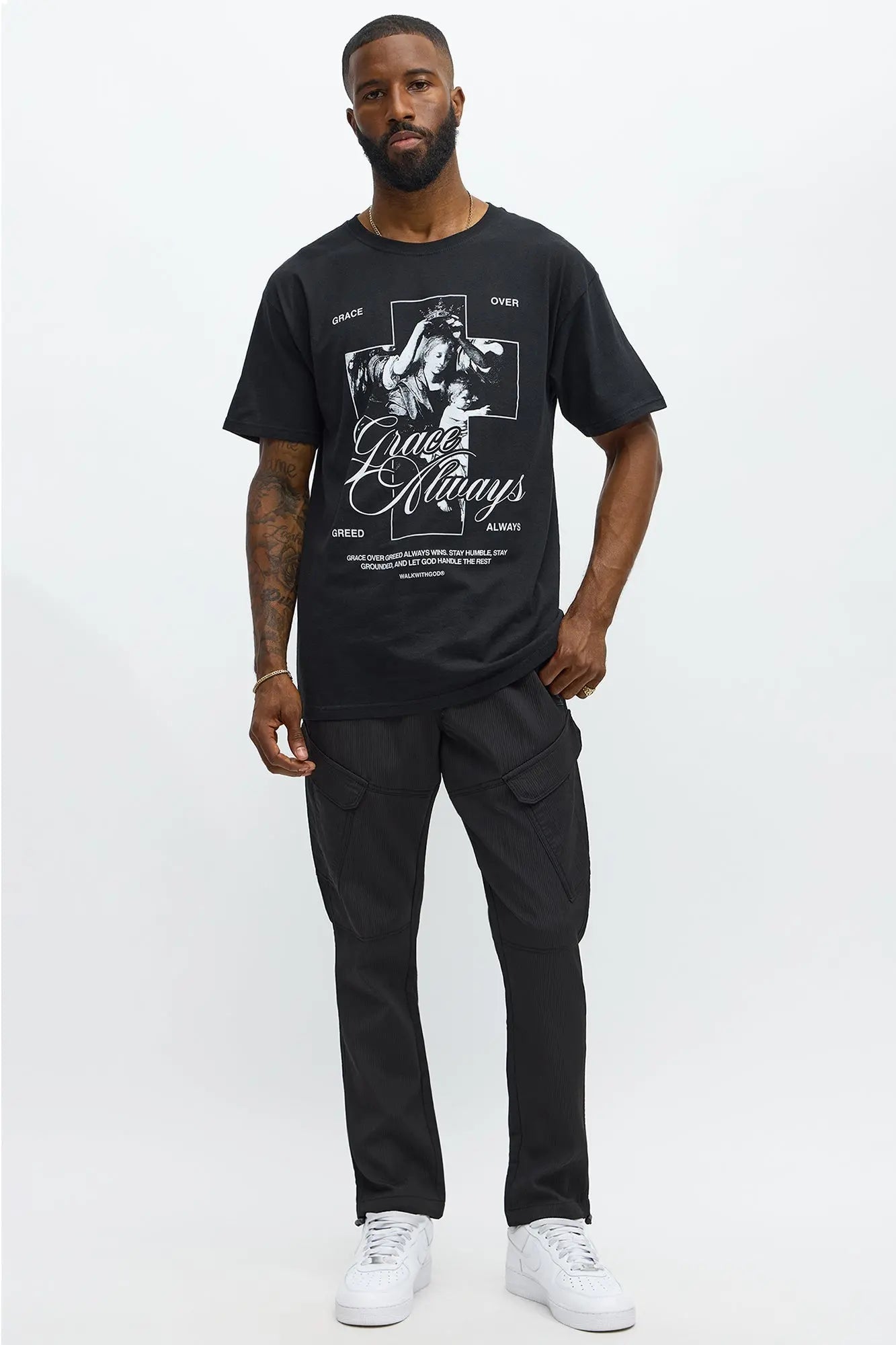 Grace Always Prevails Short Sleeve Tee - Black