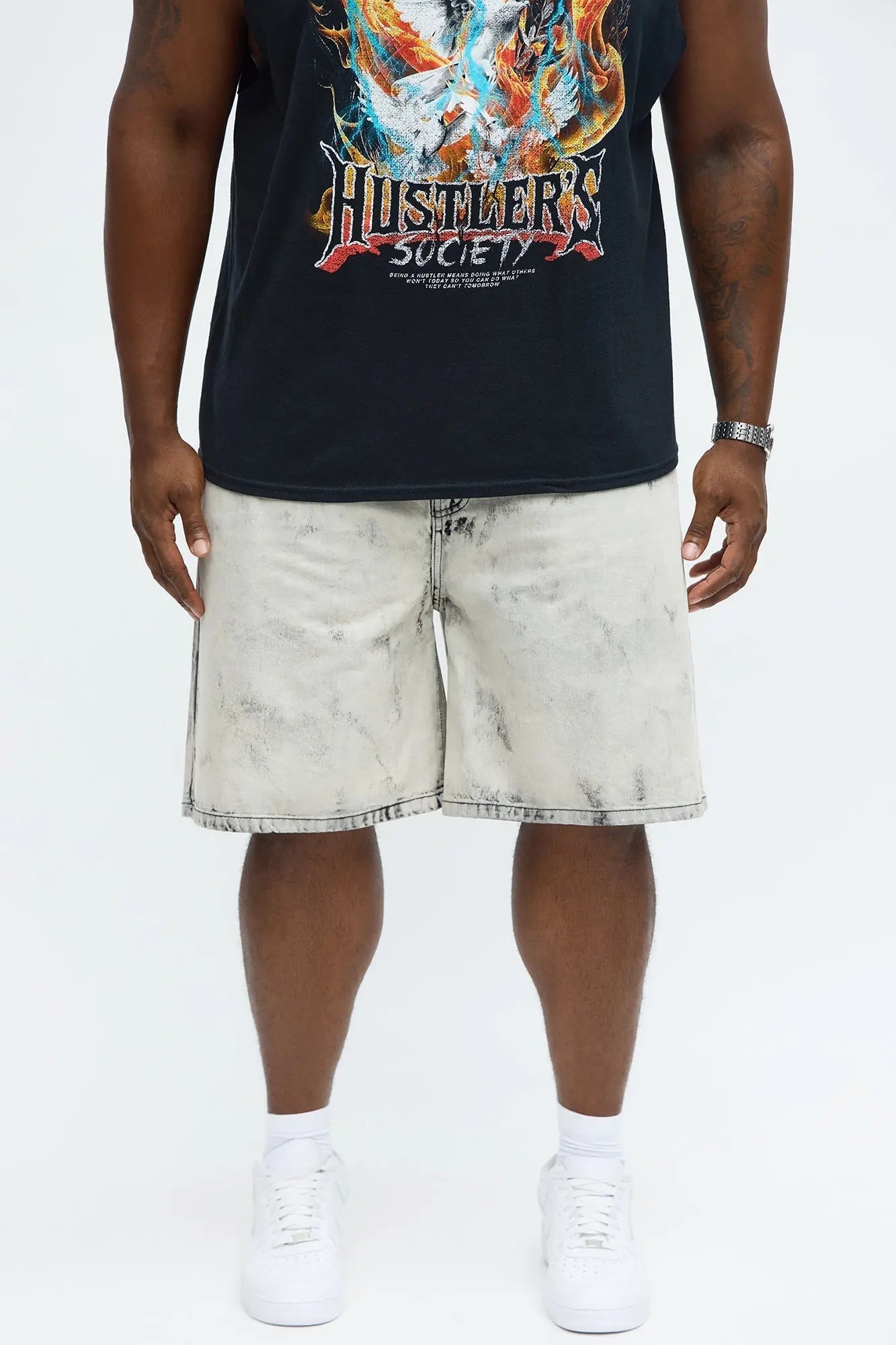 Relaxed Not For The Smoke Denim Shorts - Grey/Smoke
