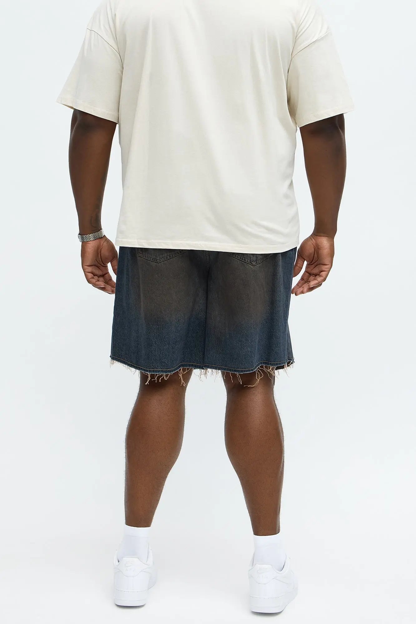 Relaxed To Put In The Works Ripped Denim Shorts - Dark Wash