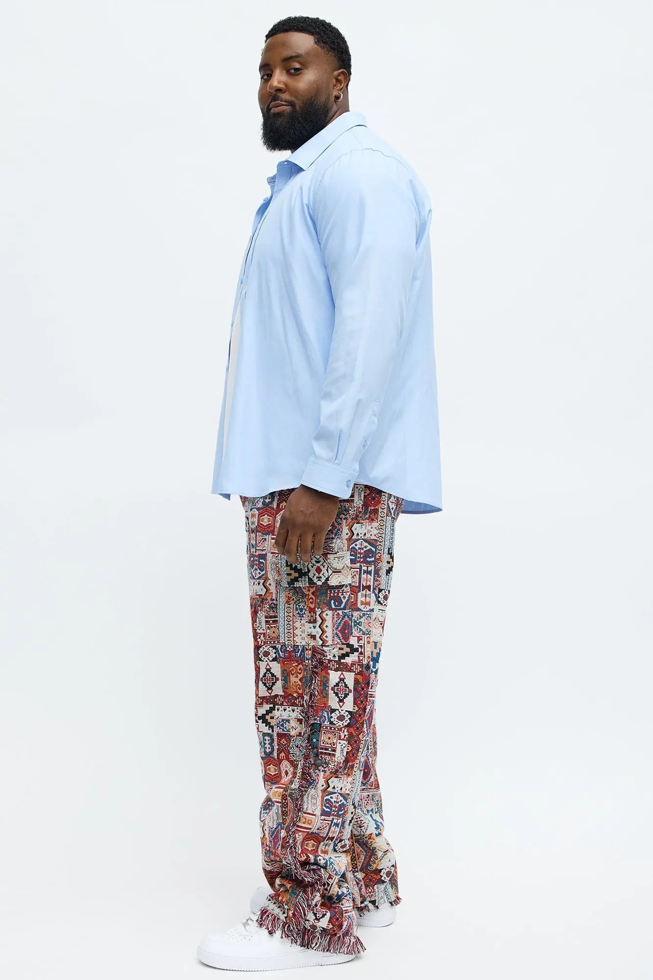 Slim Flare Aztec Tapestry Cargo Pants - Multi Color
