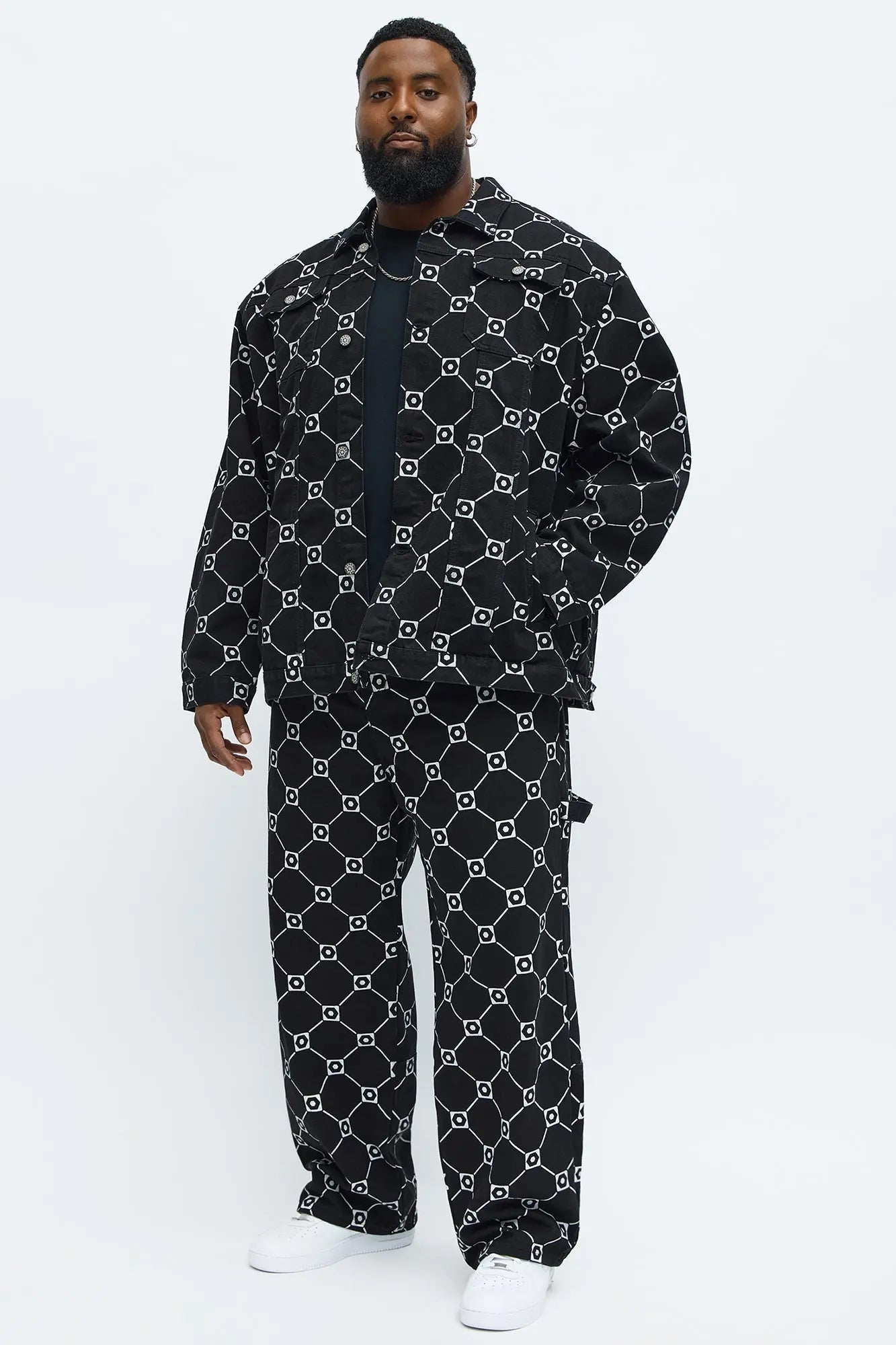 Southpole Baggy Monogram Jeans - Black