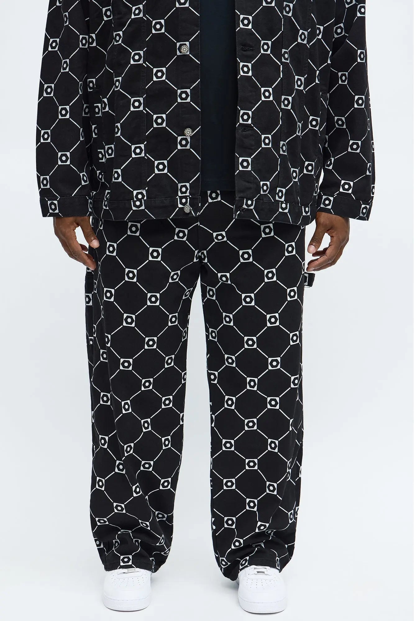 Southpole Baggy Monogram Jeans - Black