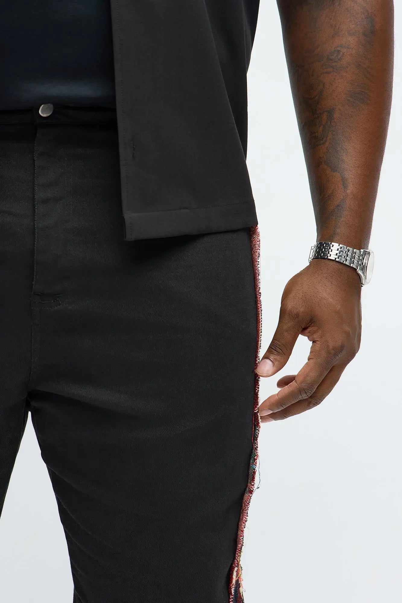 Stacked Slim Flare Hit The Side With Tapestry Jeans - Black