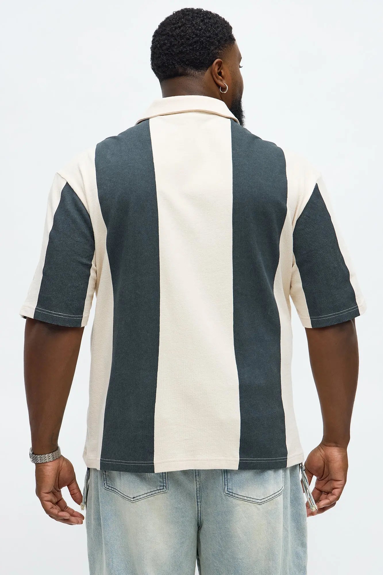 Brooklyn Knit Button Up Shirt - Black/White