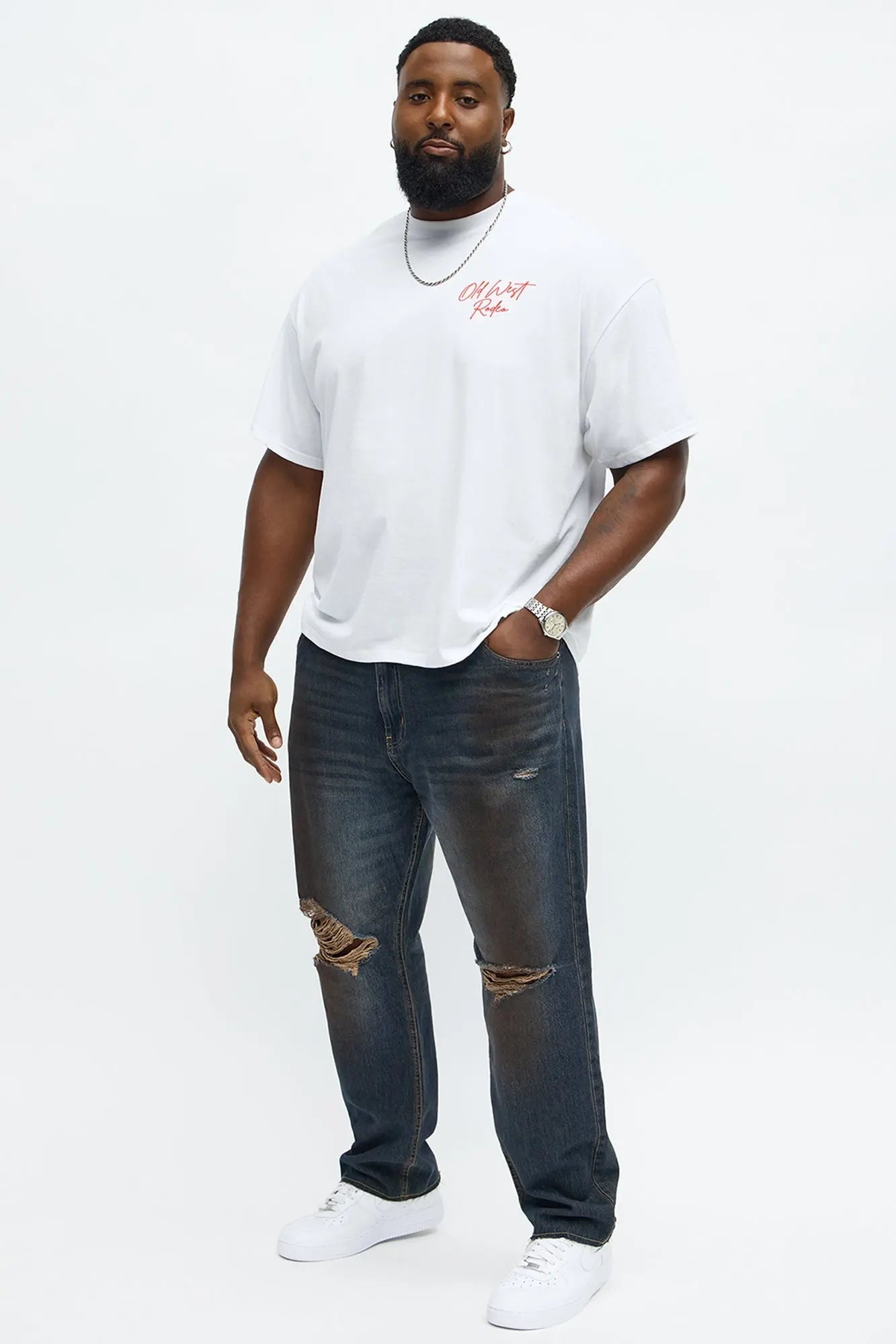 Slim To Put In The Works Ripped Jeans - Dark Wash