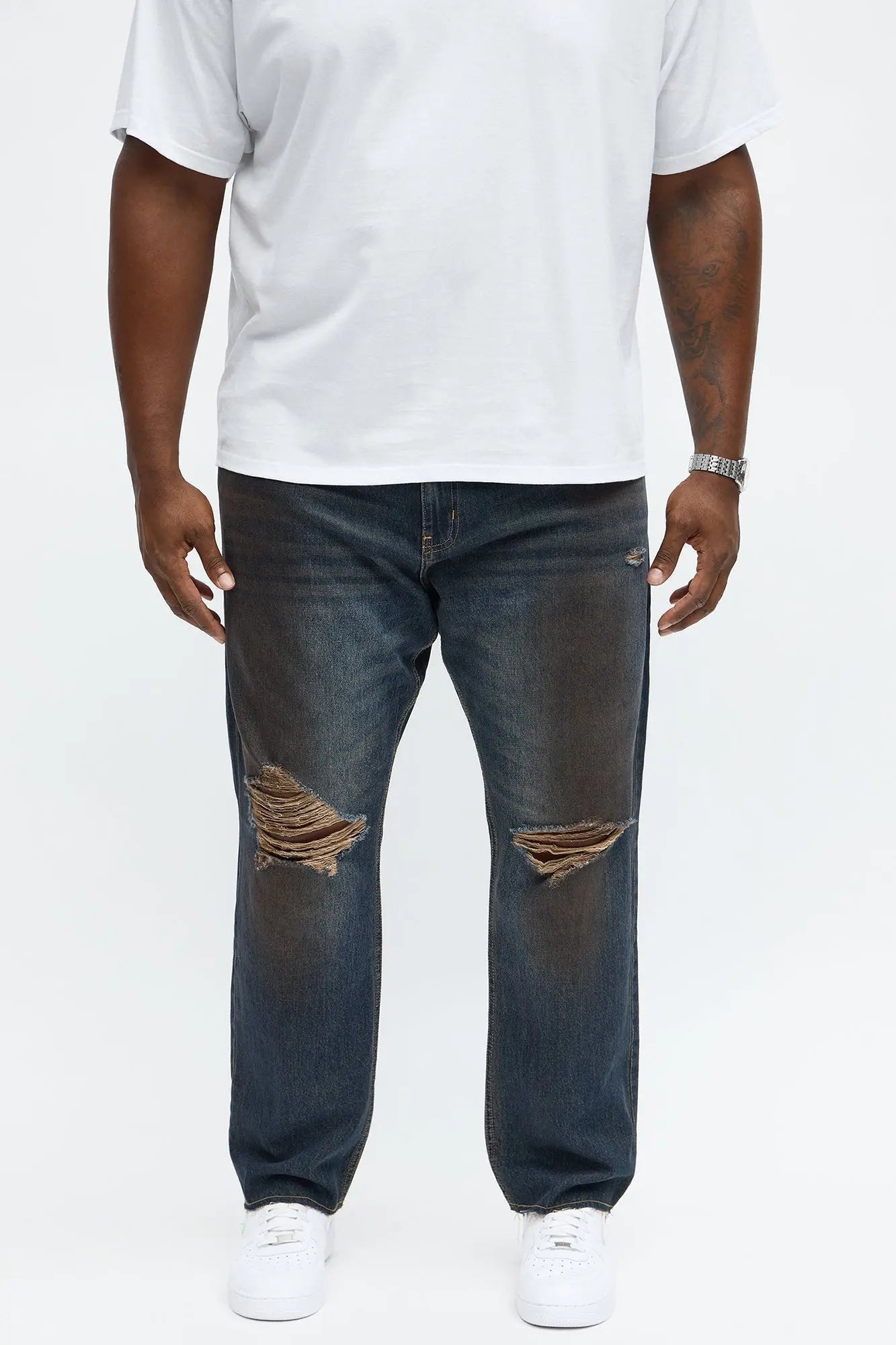 Slim To Put In The Works Ripped Jeans - Dark Wash