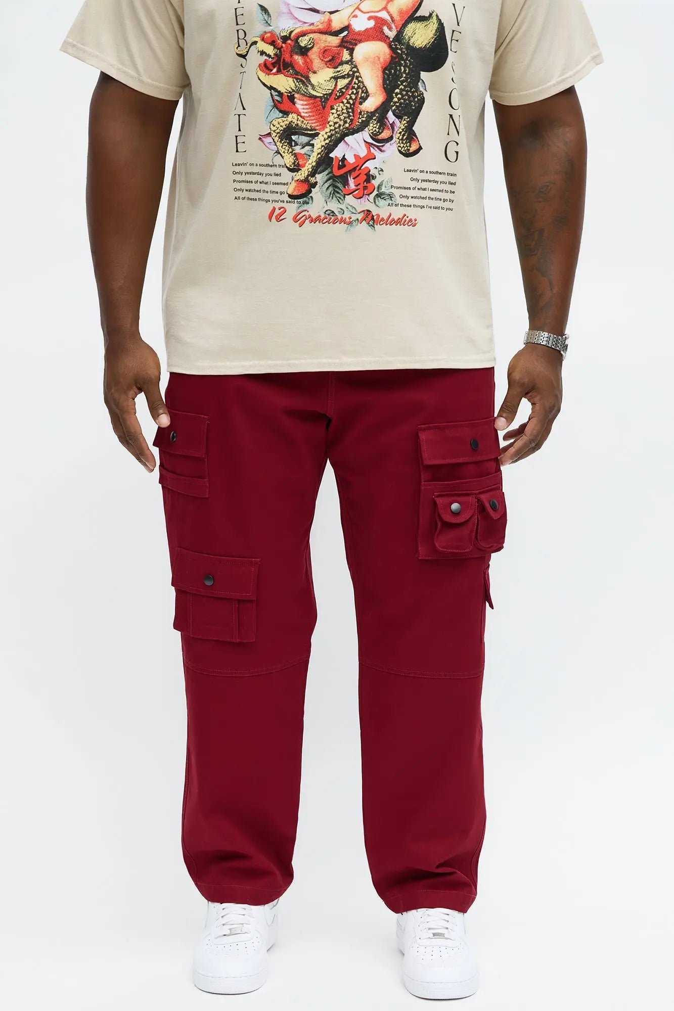 Slim Count On It Cargo Utility Pants - Burgundy