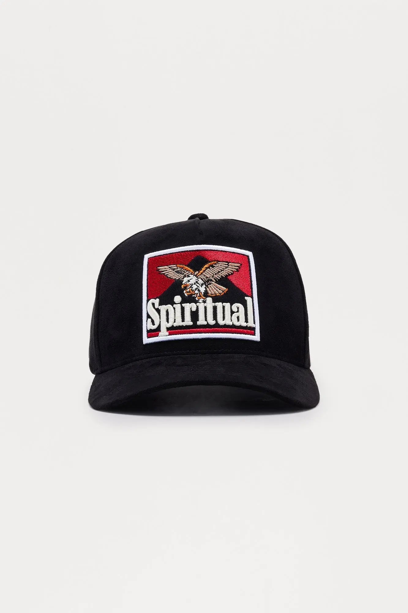 Spiritual Faux Suede Structured Snapback Hat - Black