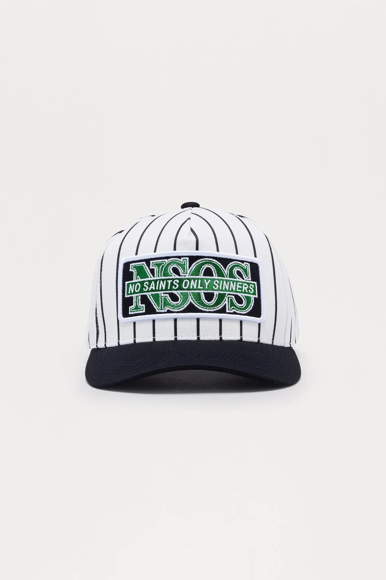 No Saint Pinstripe Structured Snapback Hat - White/Black