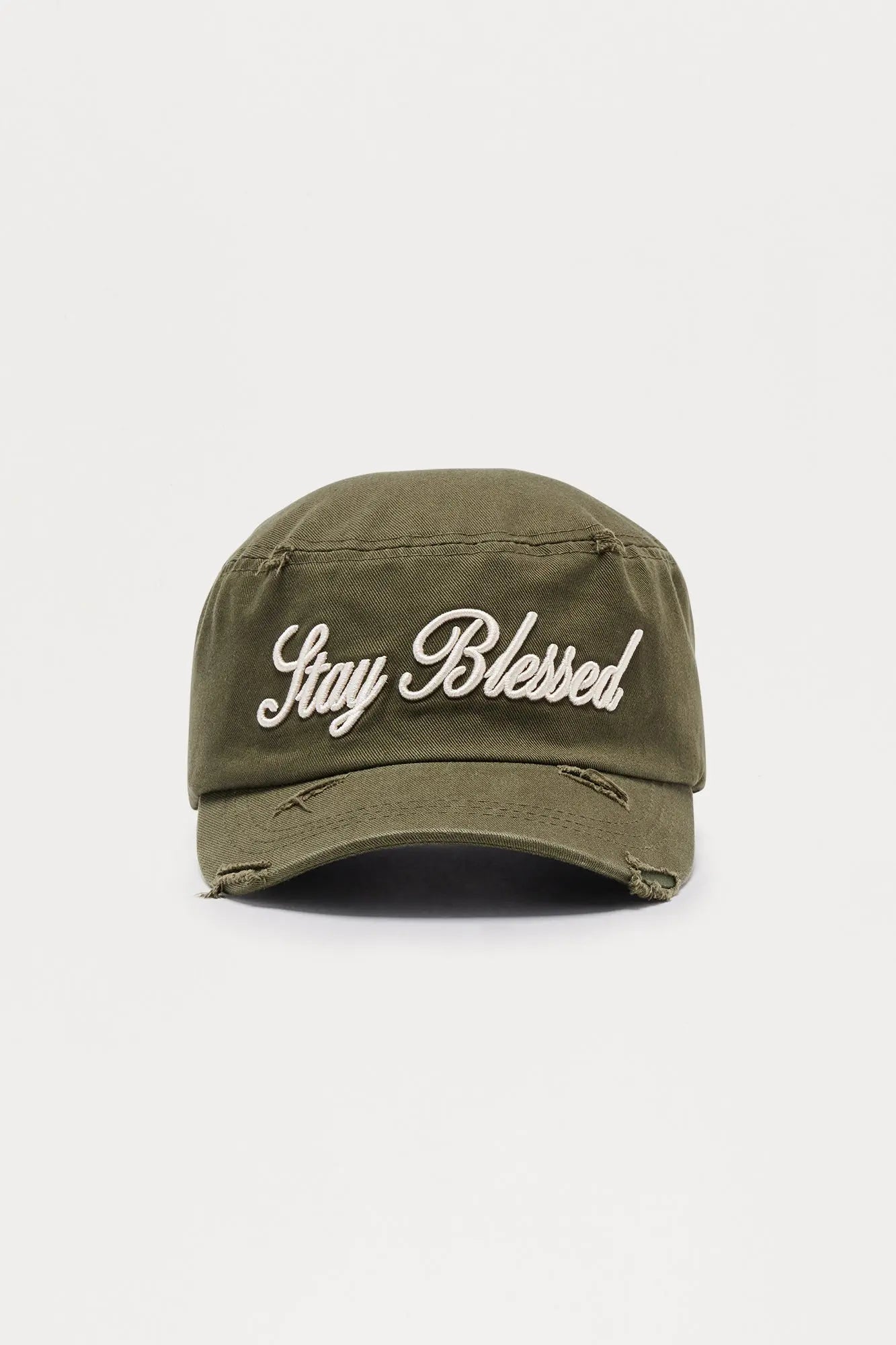 Stay Blessed Denim Painters Snapback Hat - Olive