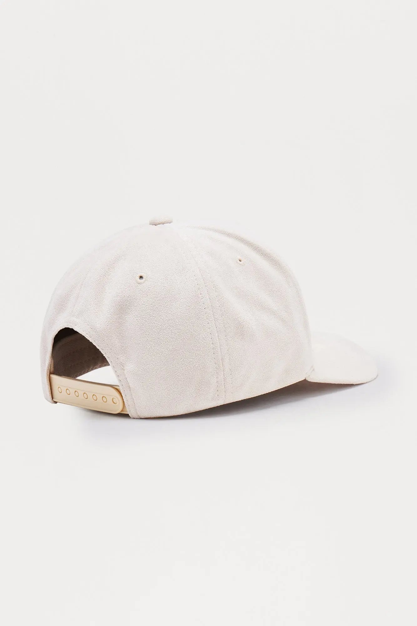 NY Embellished Faux Suede Structured Snapback Hat - Stone
