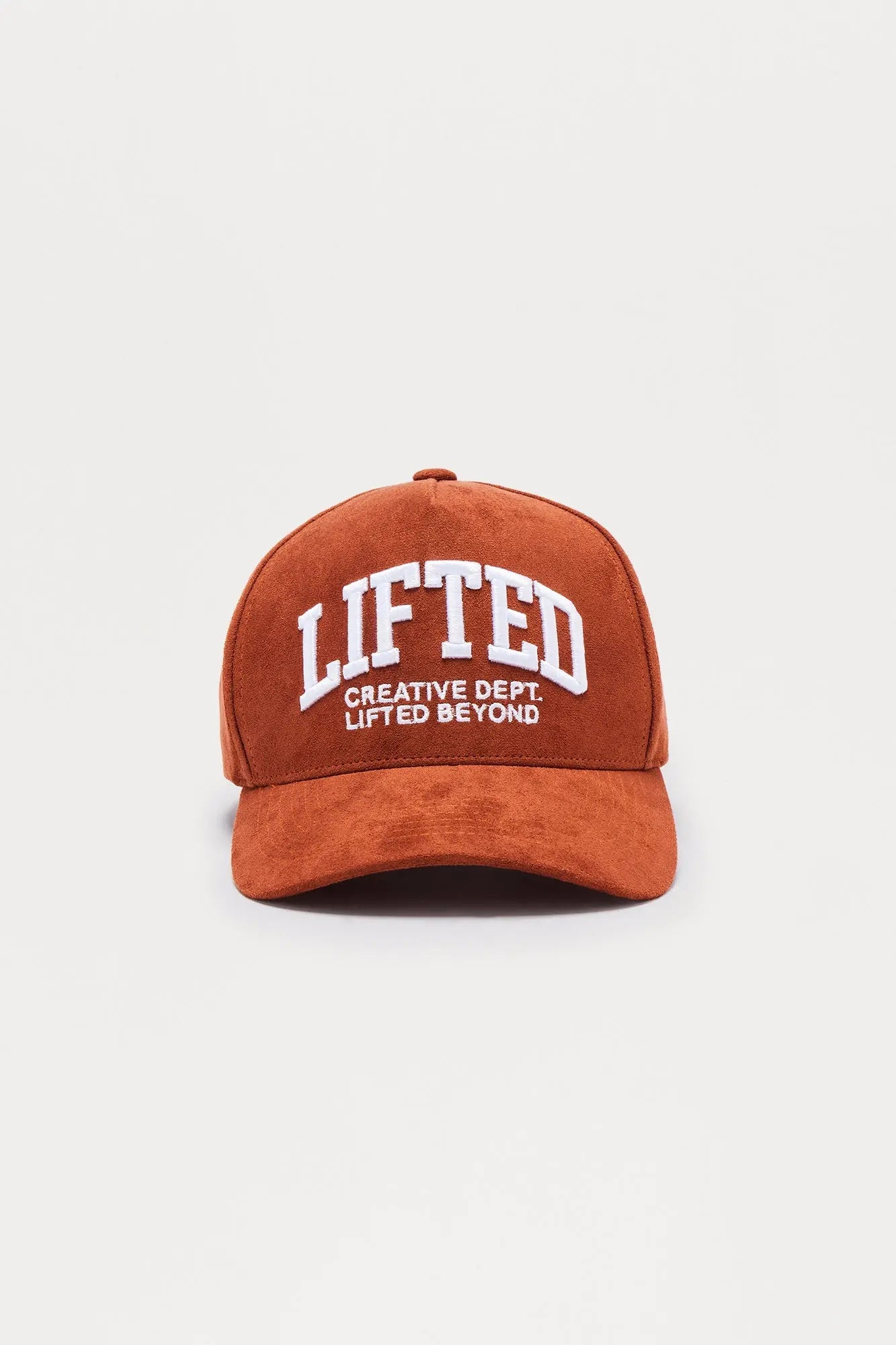 Lifted Faux Suede Structured Snapback Hat - Brown