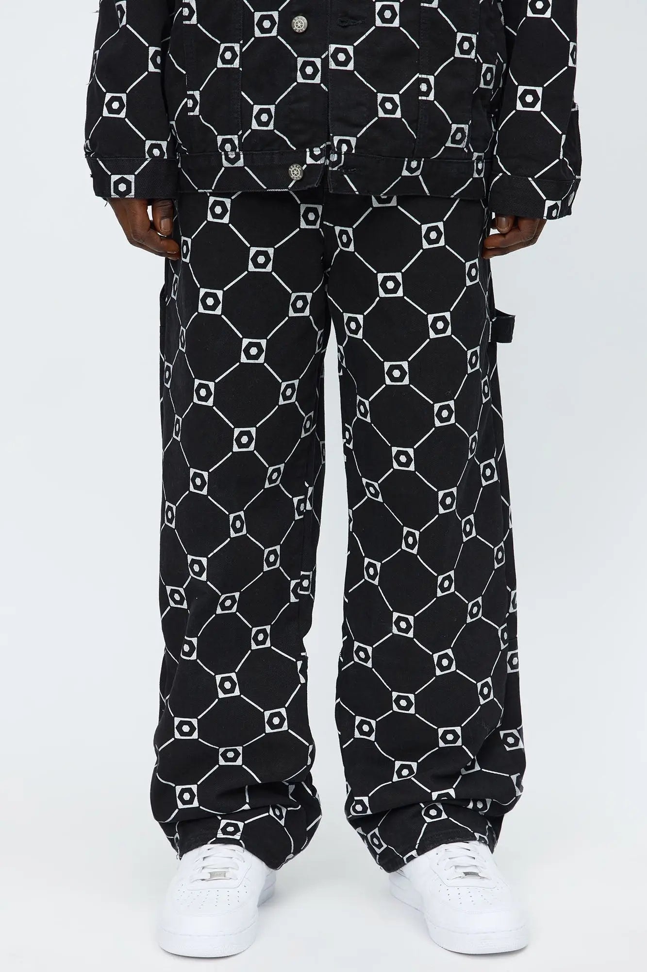 Southpole Baggy Monogram Jeans - Black