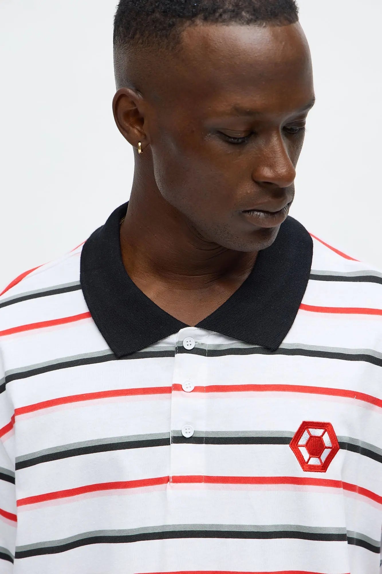 Southpole Short Sleeve Full Striped Polo - White